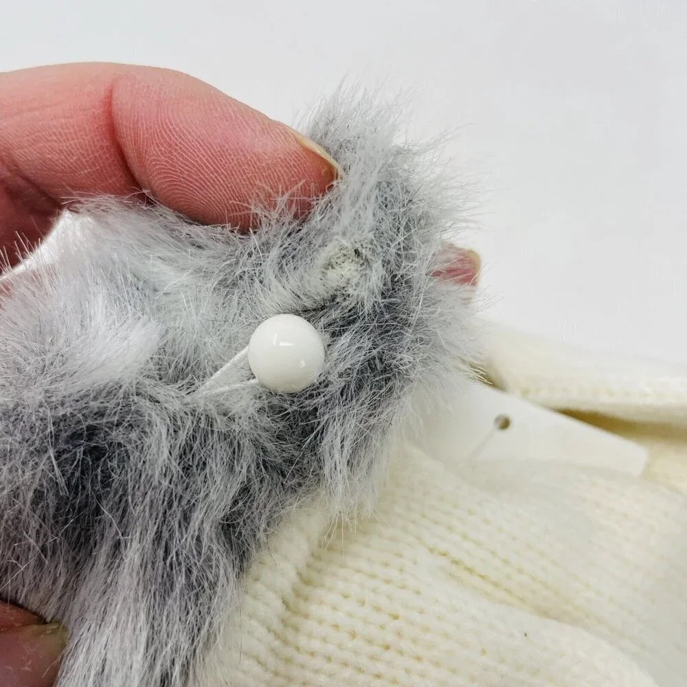 Janie and Jack Baby Girls‎ Size 6-12 Months Faux Fur Trim Mittens in Ivory $24